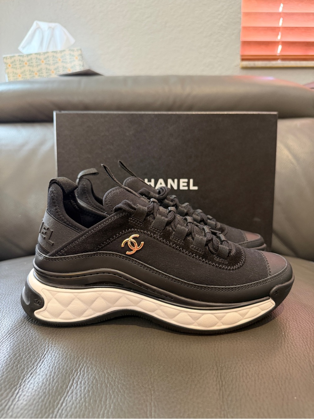 CHANEL Sports Trail Velvet Calfskin Mixed Fibers Sneakers